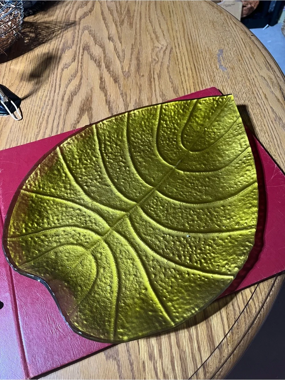 Metallic Gold/Green Leaf Accent Tray - Decorative Home platterAlternative